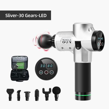 Silver Color Massage Gun with attachments
